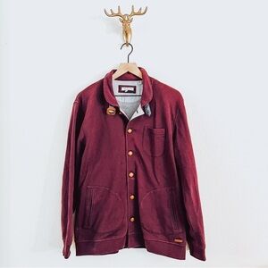Ted Baker Men's Maroon Button Front Cardigan Sweater Size 5/XL